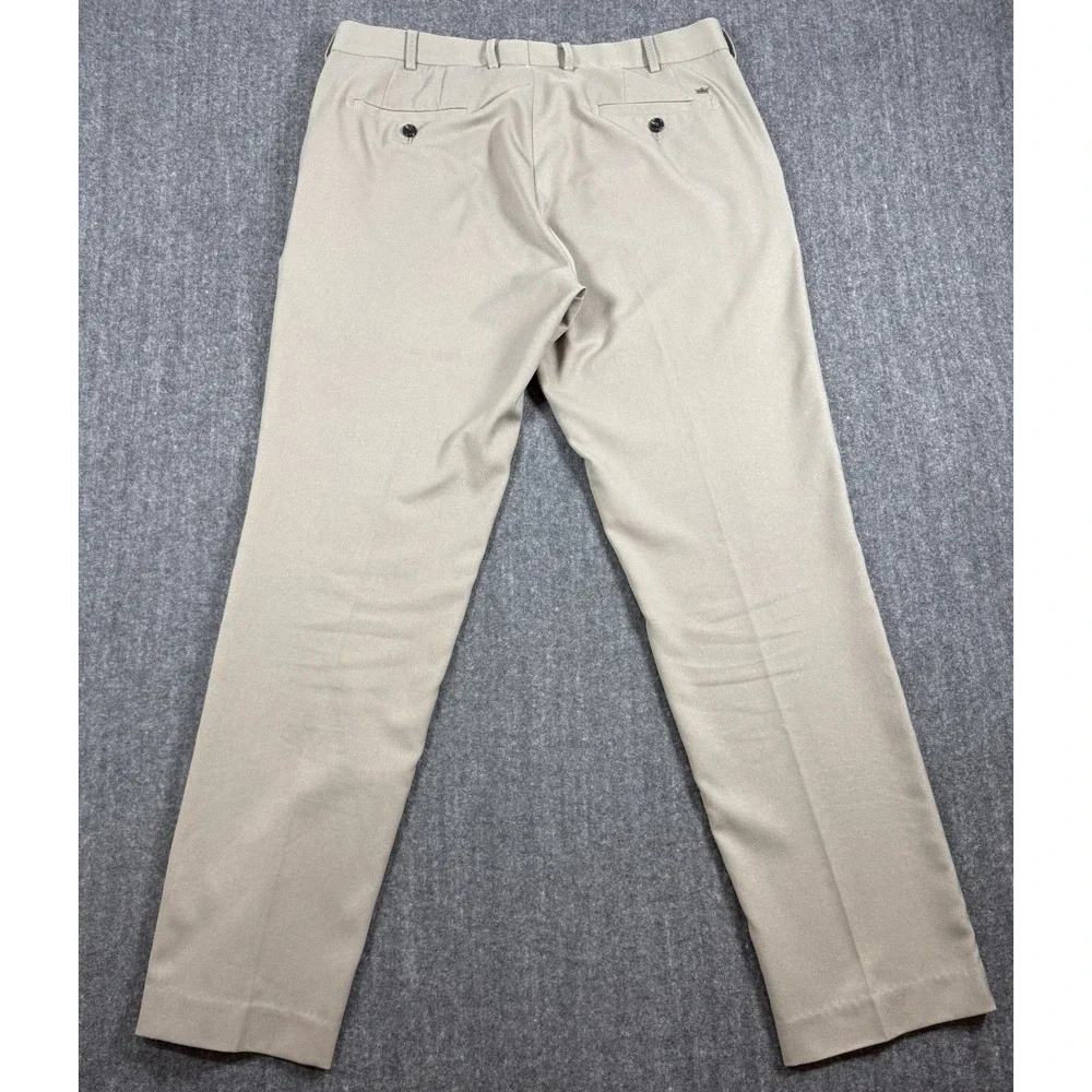 Peter Millar Crown Sport Men's Pants 36x32 Khaki Beige Flat Front Performance